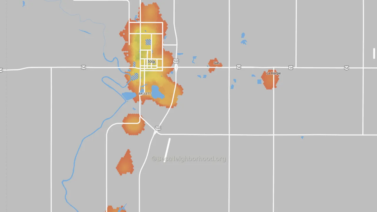Bike Grade map of Allen County, KS