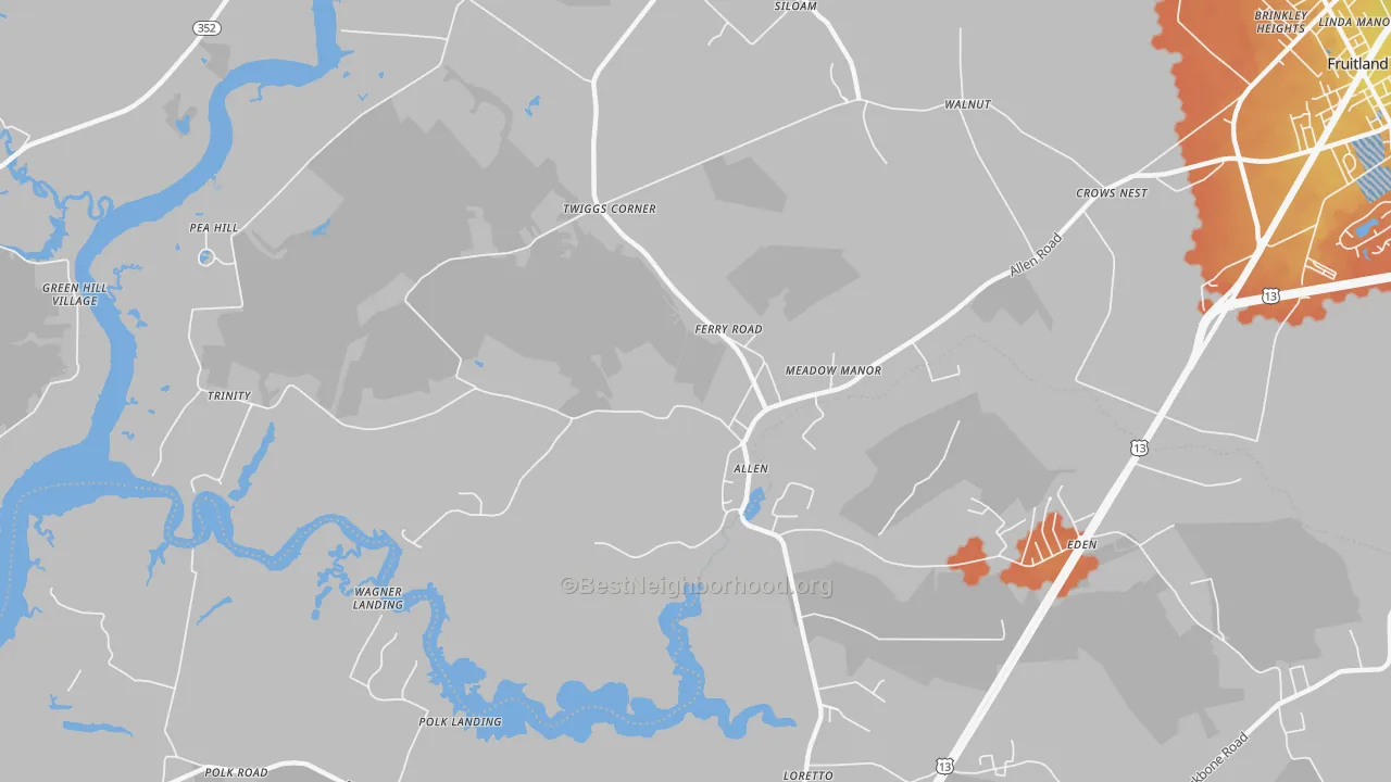 Bike Grade map of Allen, MD