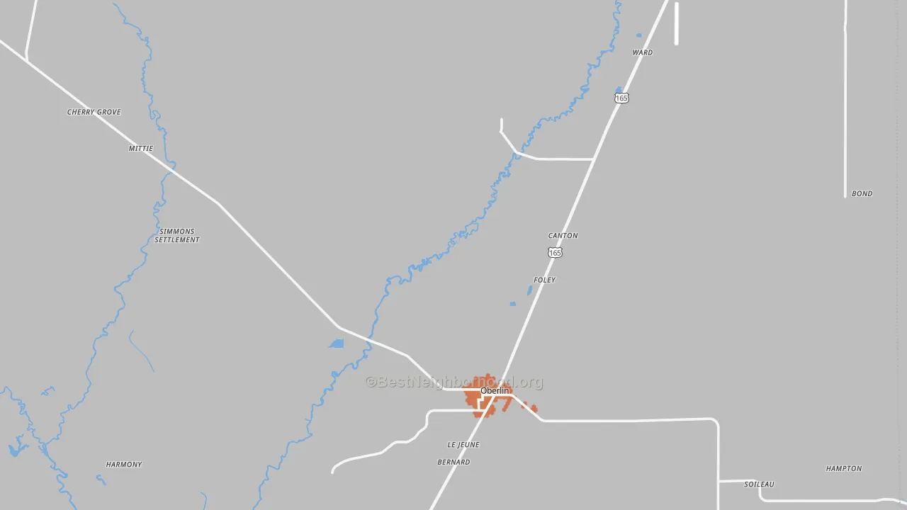Bike Grade map of Allen Parish, LA