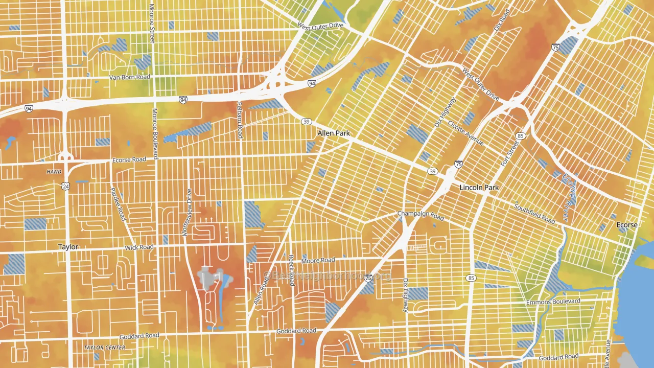 Bike Grade map of Allen Park, MI