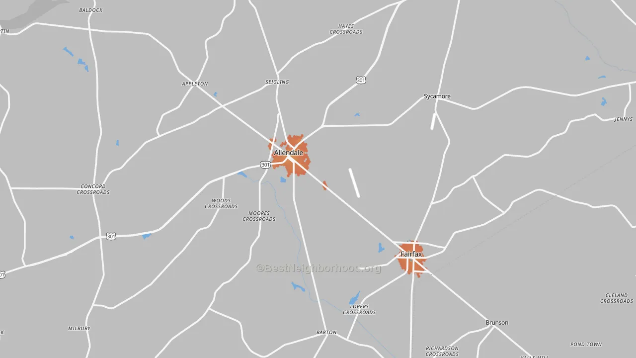 Bike Grade map of Allendale County, SC