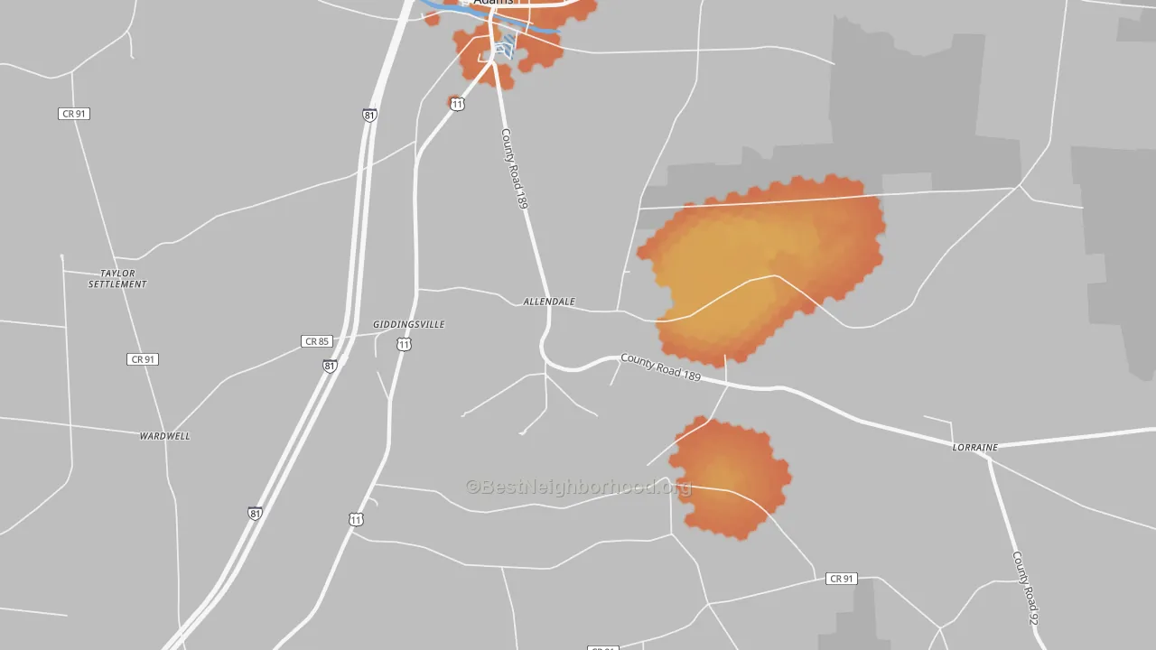 Bike Grade map of Allendale, NY