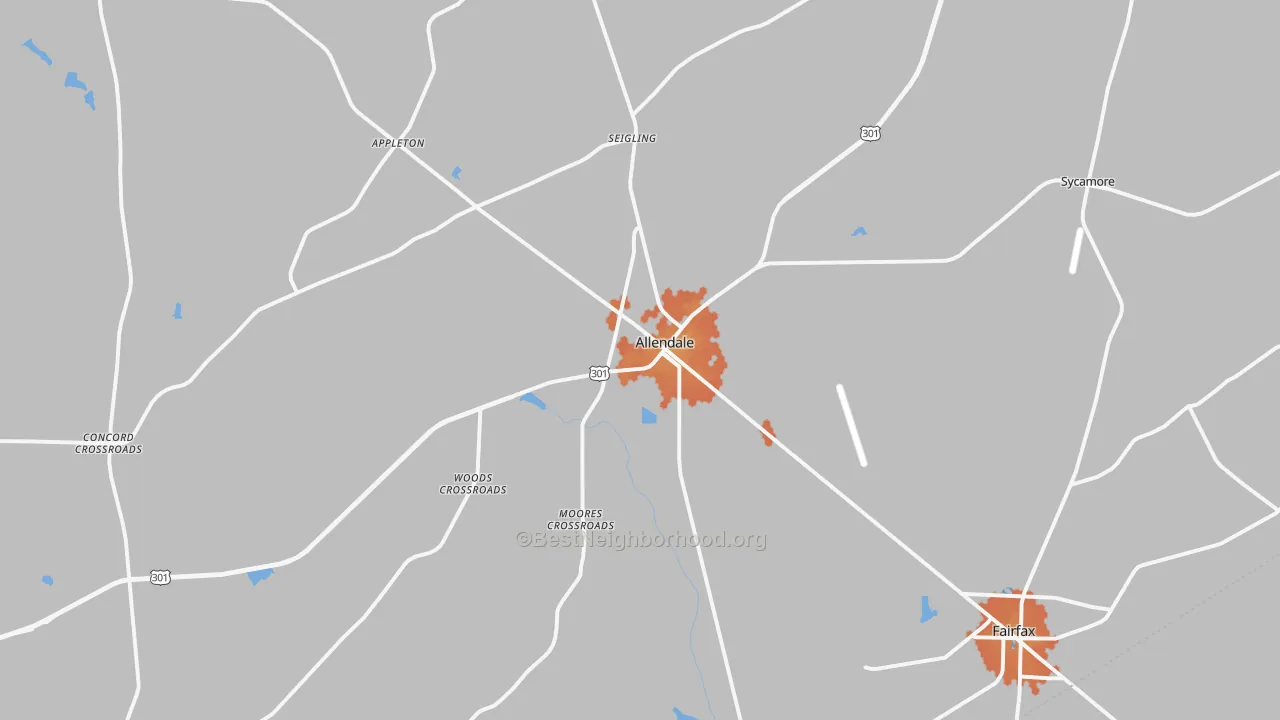 Bike Grade map of Allendale, SC