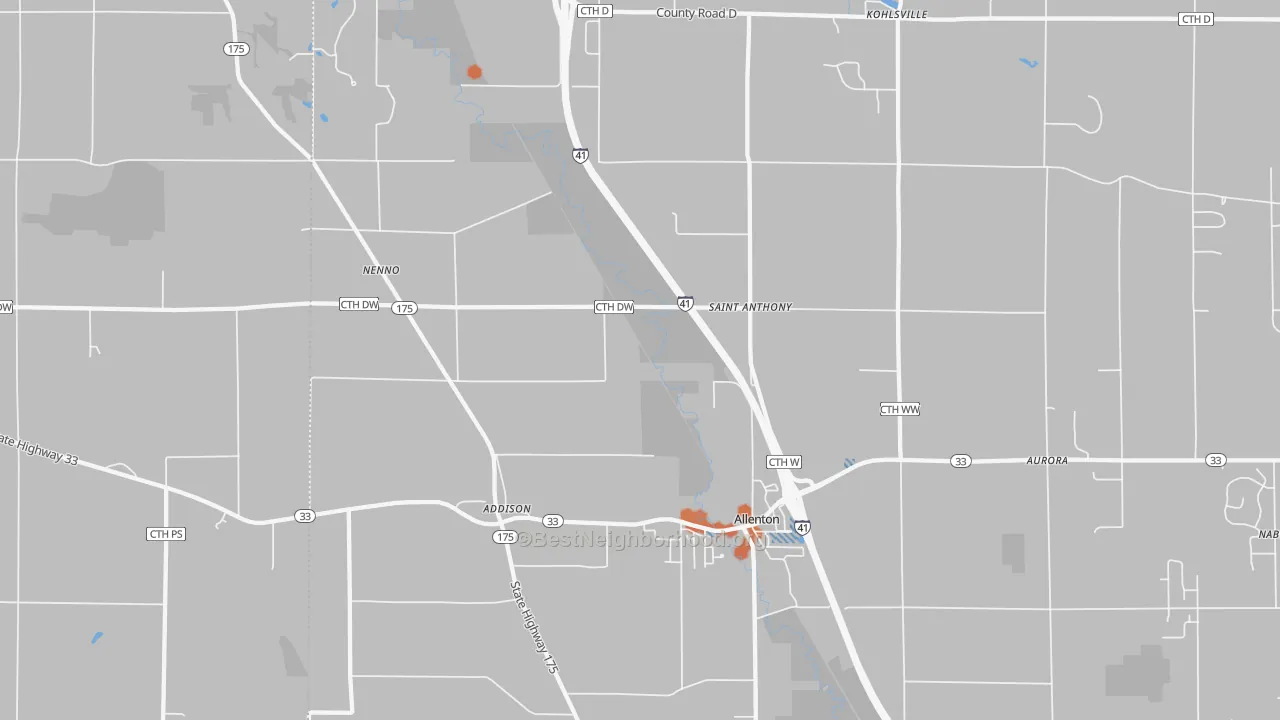 Bike Grade map of Allenton, WI