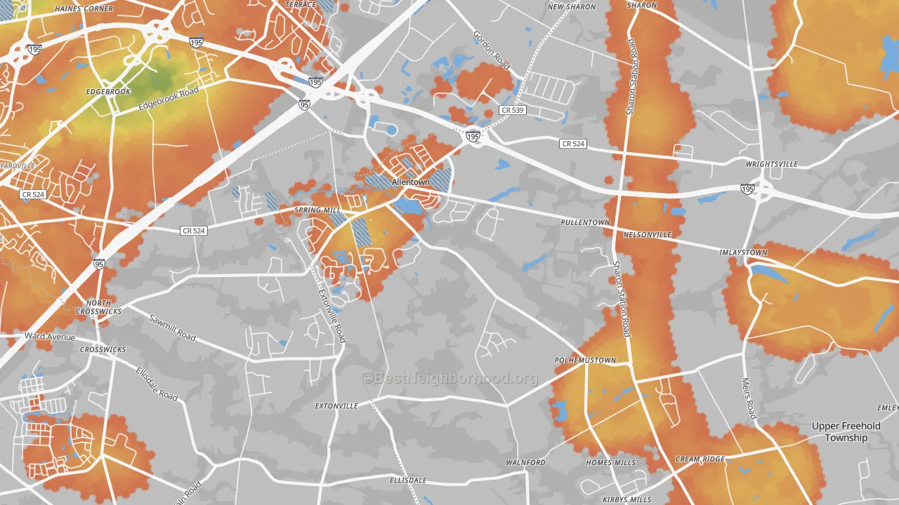 Bike Grade map of Allentown, NJ