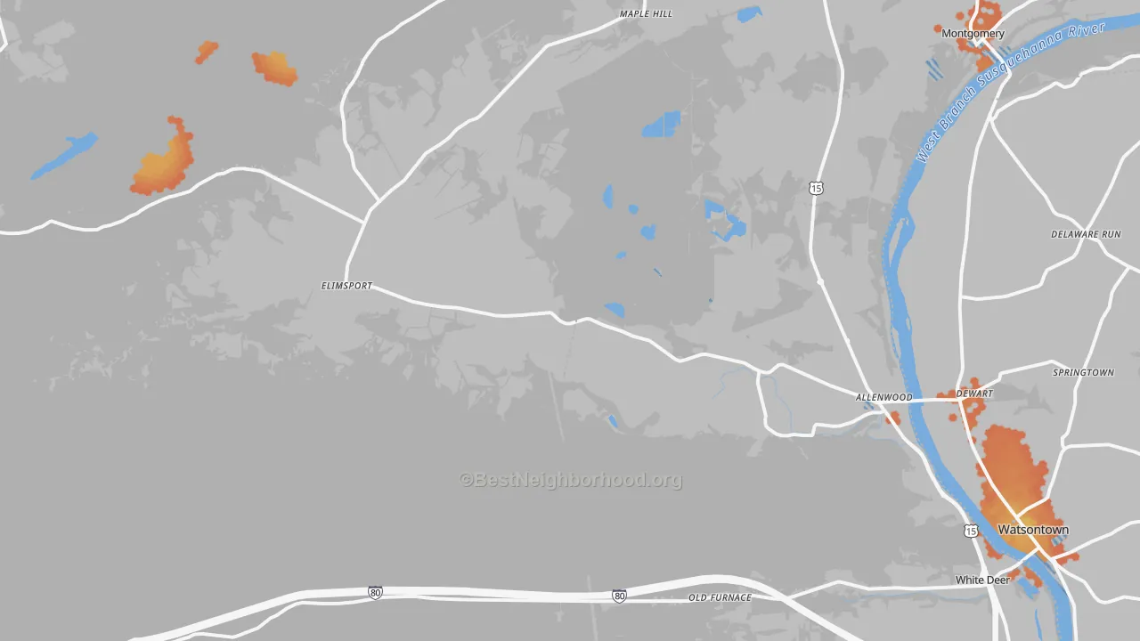 Bike Grade map of Allenwood, PA