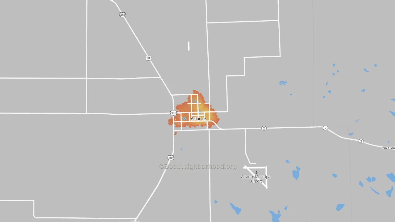 Bike Grade map of Alliance, NE