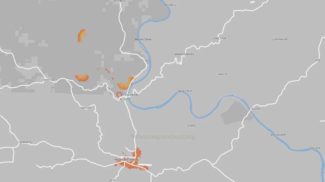 Bike Grade map of Allison, AR