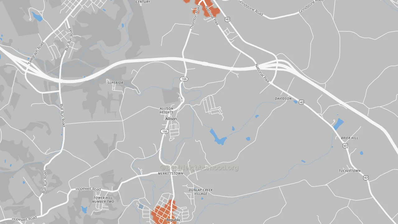 Bike Grade map of Allison, PA