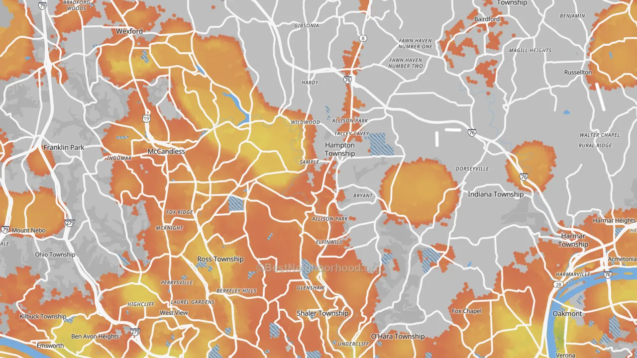Bike Grade map of Allison Park, PA