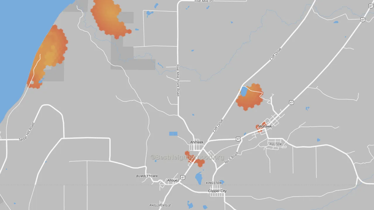 Bike Grade map of Allouez, MI