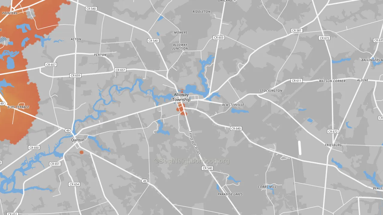 Bike Grade map of Alloway, NJ