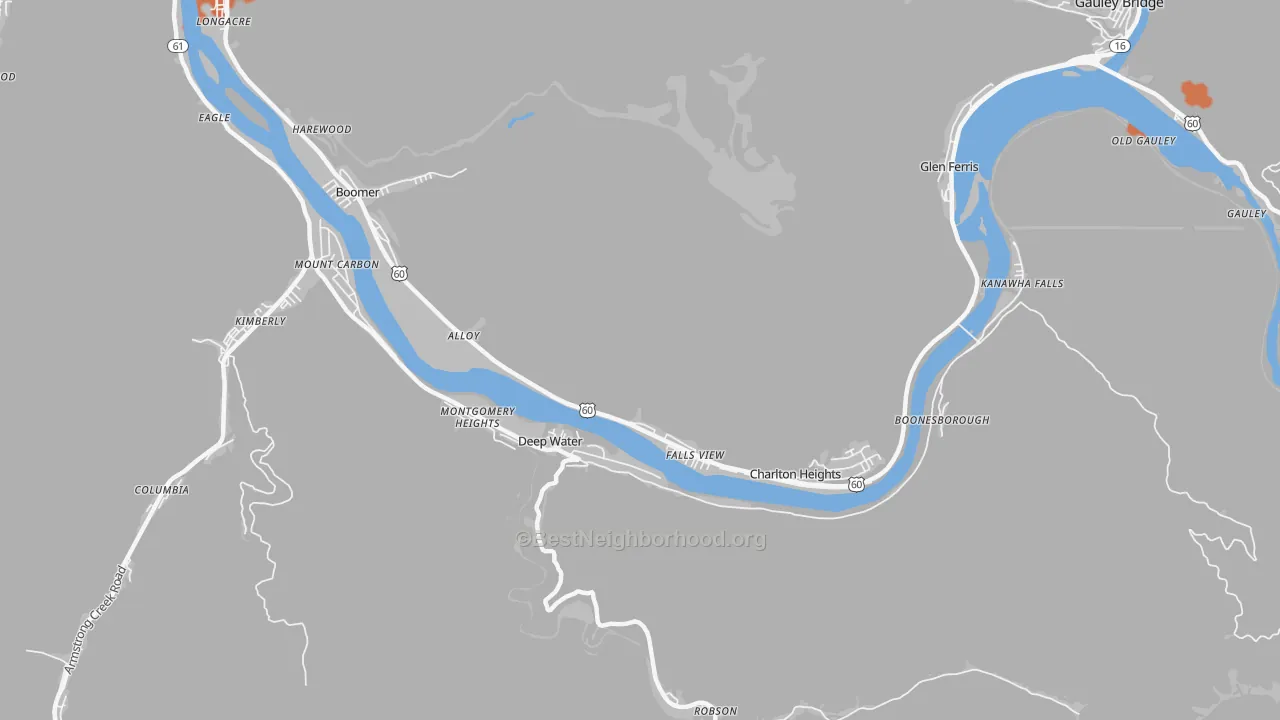 Bike Grade map of Alloy, WV