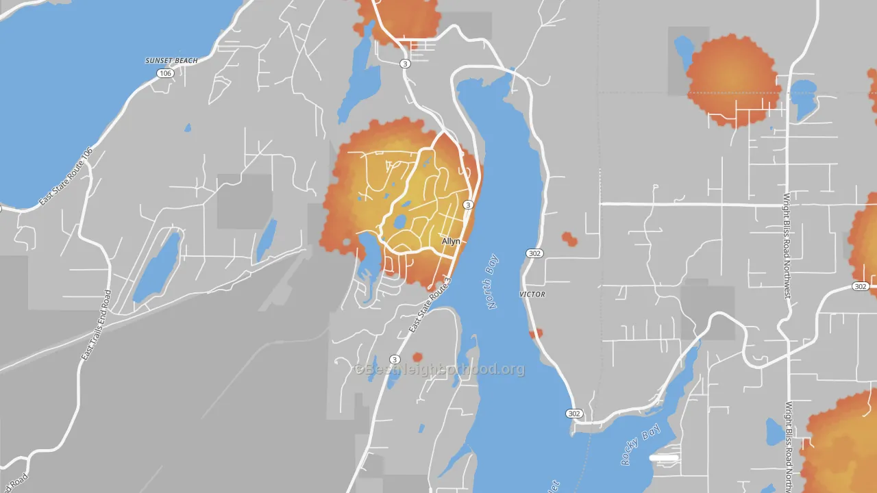 Bike Grade map of Allyn, WA