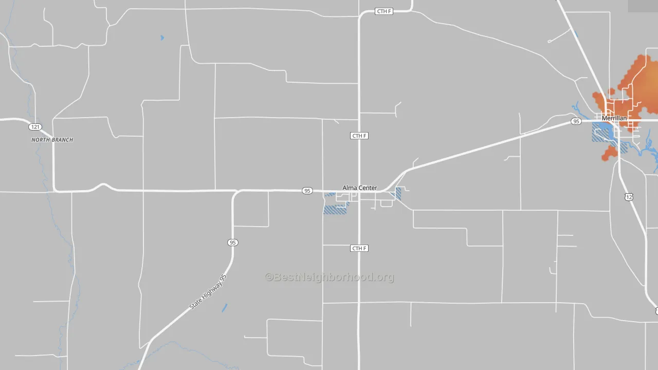 Bike Grade map of Alma Center, WI