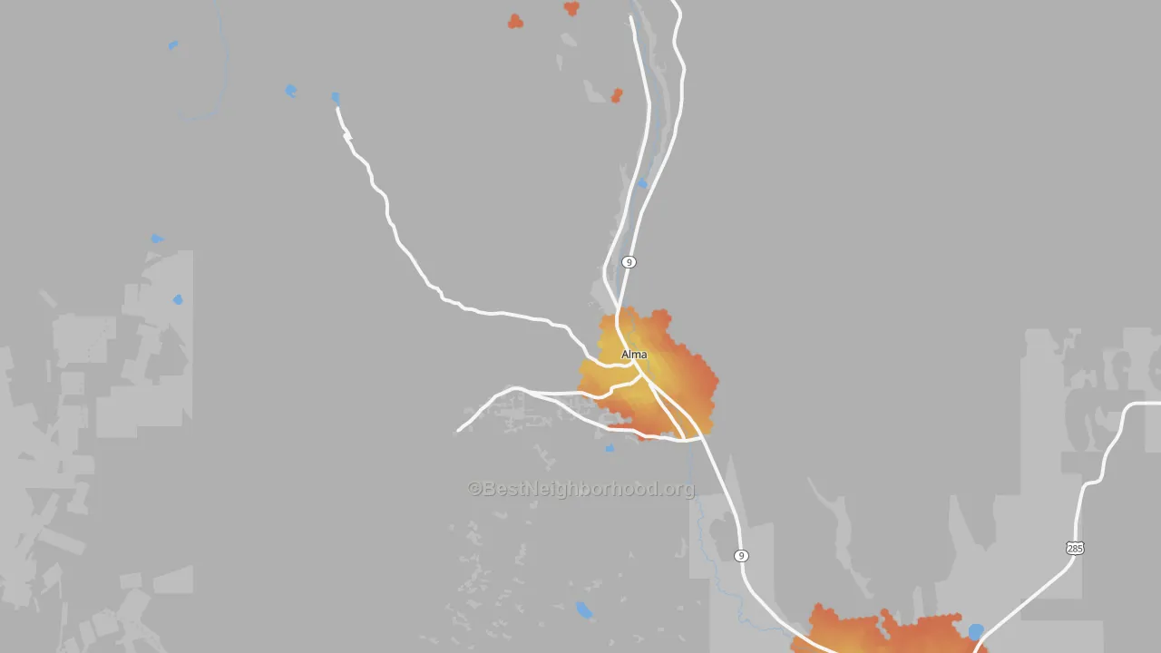 Bike Grade map of Alma, CO