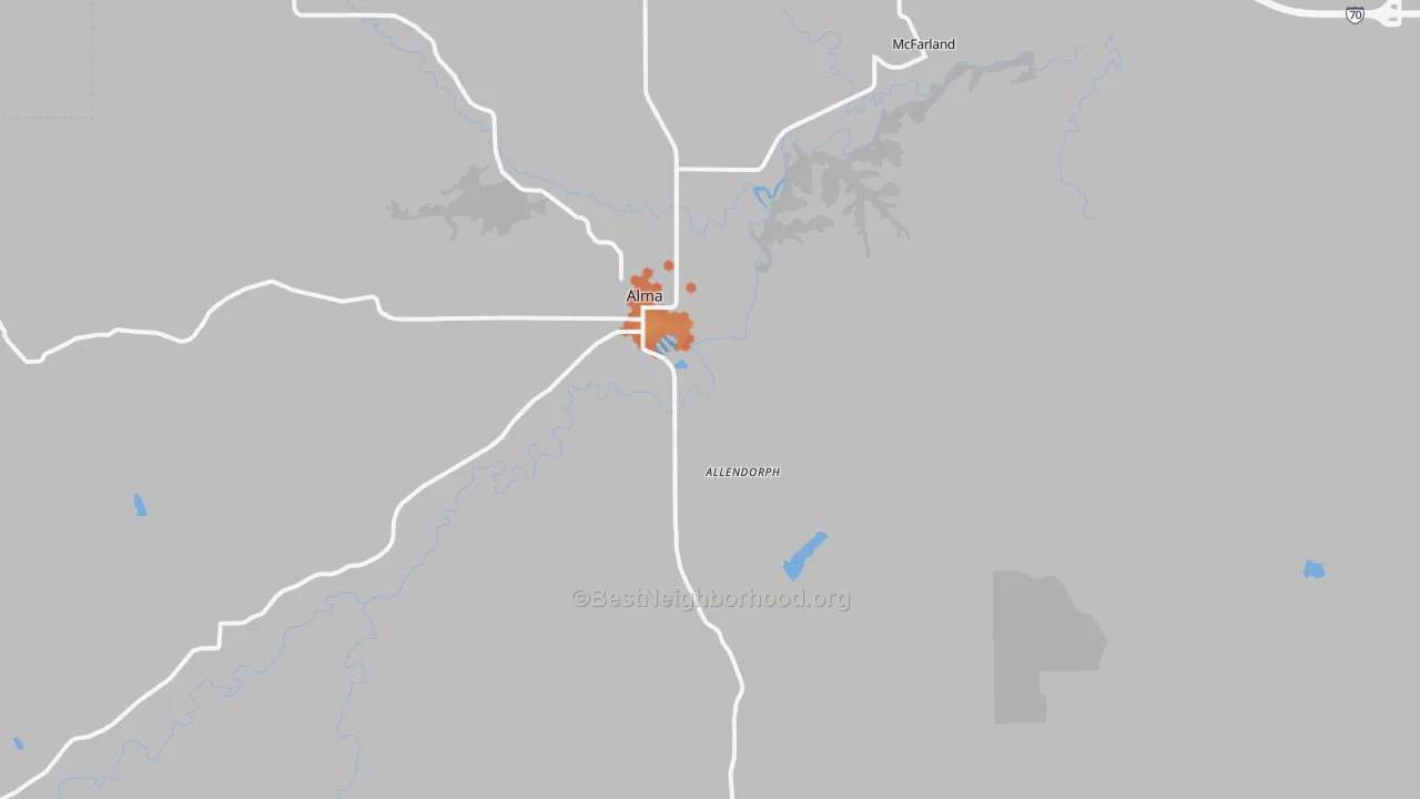 Bike Grade map of Alma, KS