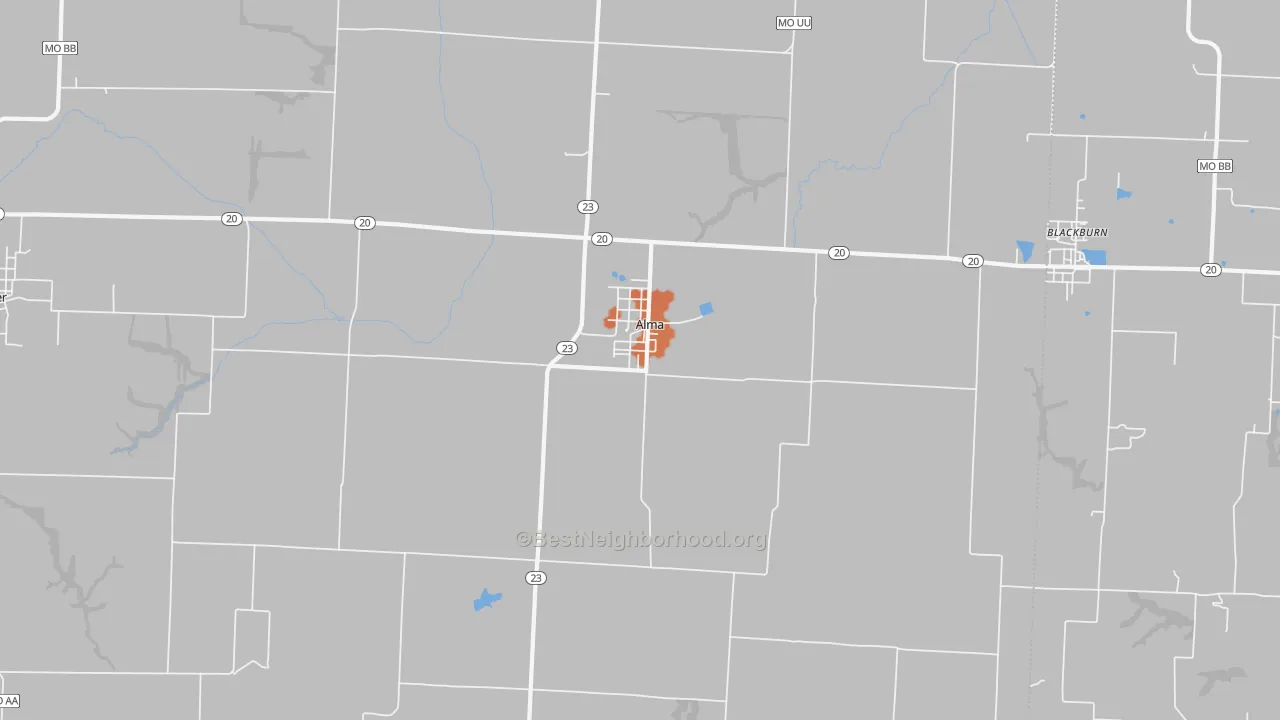 Bike Grade map of Alma, MO