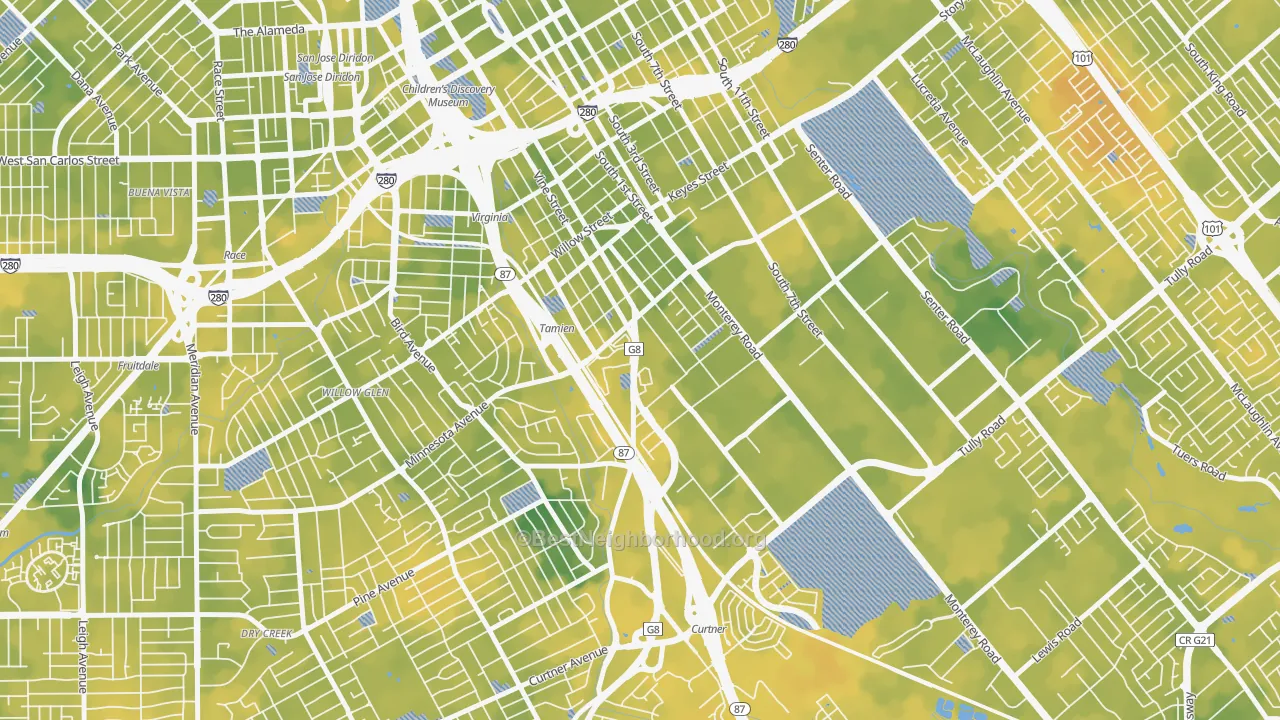 Bike Grade map of Alma, San Jose, CA
