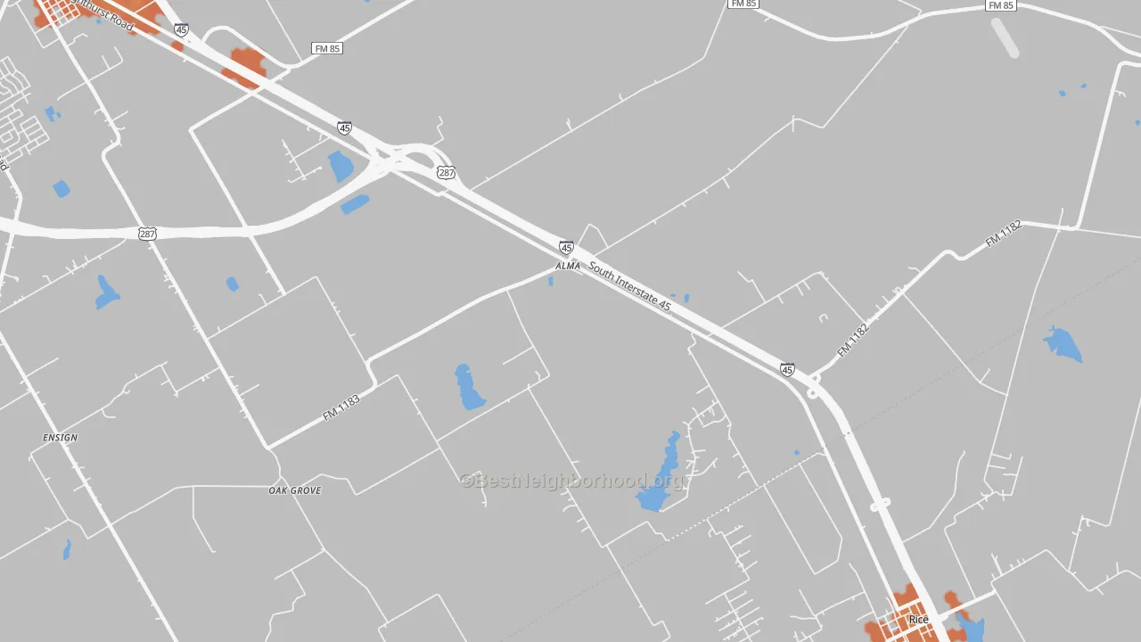 Bike Grade map of Alma, TX