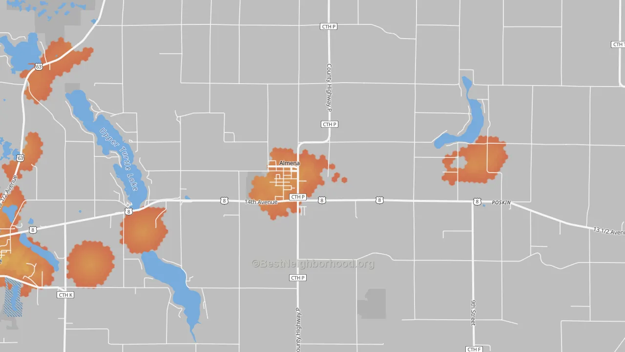 Bike Grade map of Almena, WI