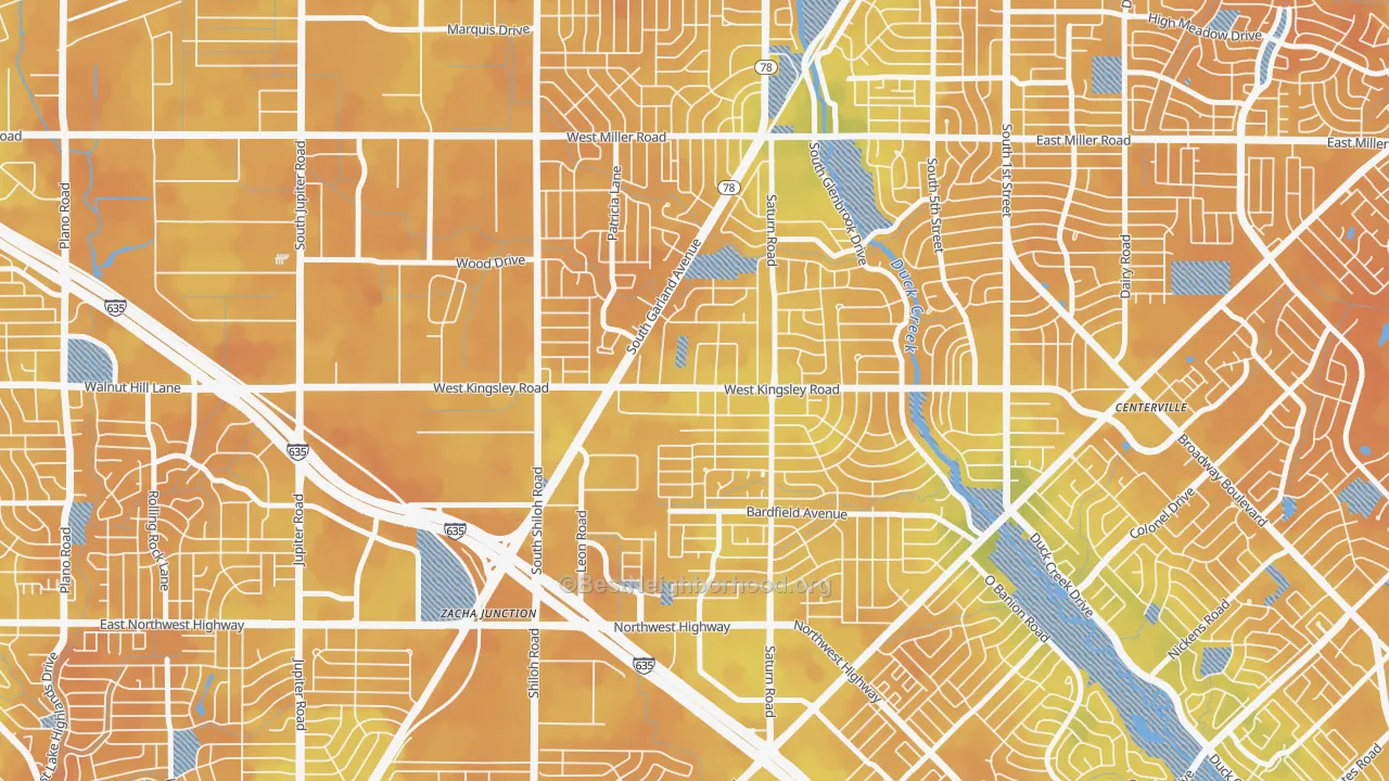 Bike Grade map of Almeta-Bonita-Bella Vista, Garland, TX