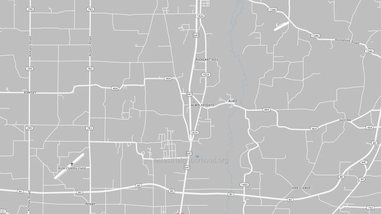 Bike Grade map of Almo, KY