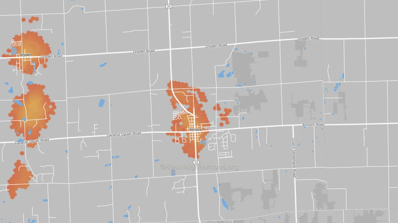 Bike Grade map of Almont, MI