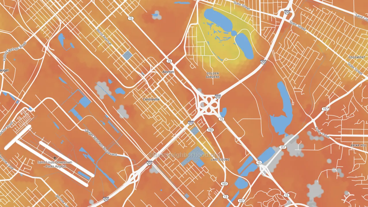 Bike Grade map of Alorton, IL