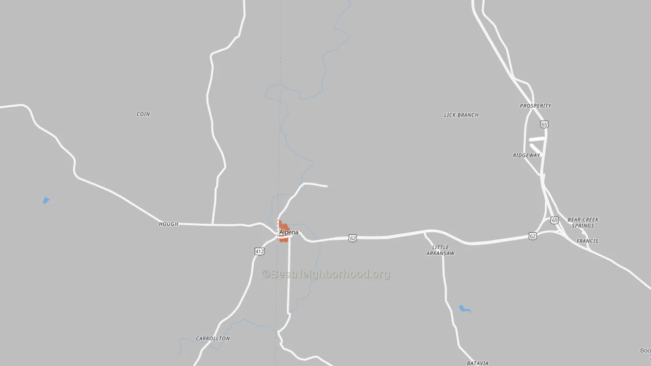 Bike Grade map of Alpena, AR