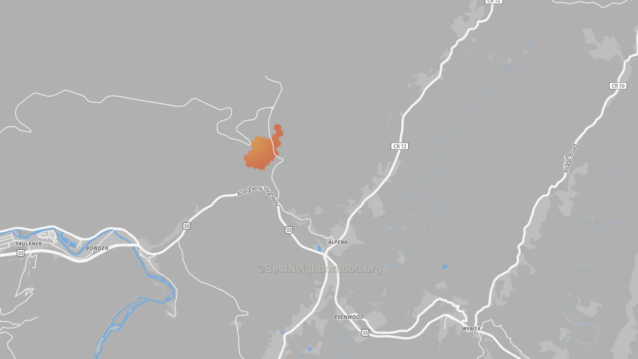 Bike Grade map of Alpena, WV
