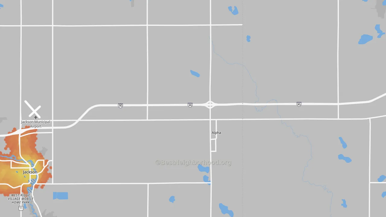 Bike Grade map of Alpha, MN