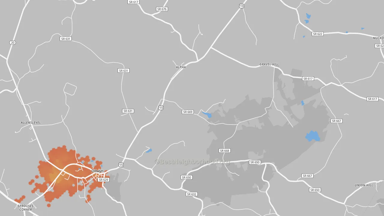 Bike Grade map of Alpha, VA