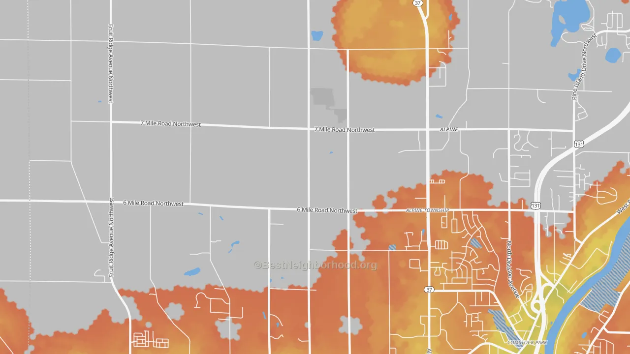 Bike Grade map of Alpine, MI