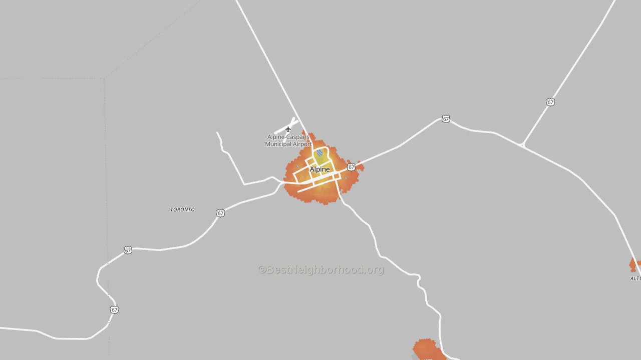Bike Grade map of Alpine, TX