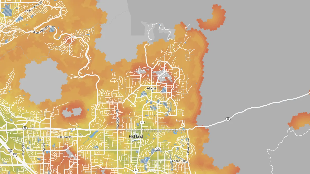 Bike Grade map of Alpine, UT