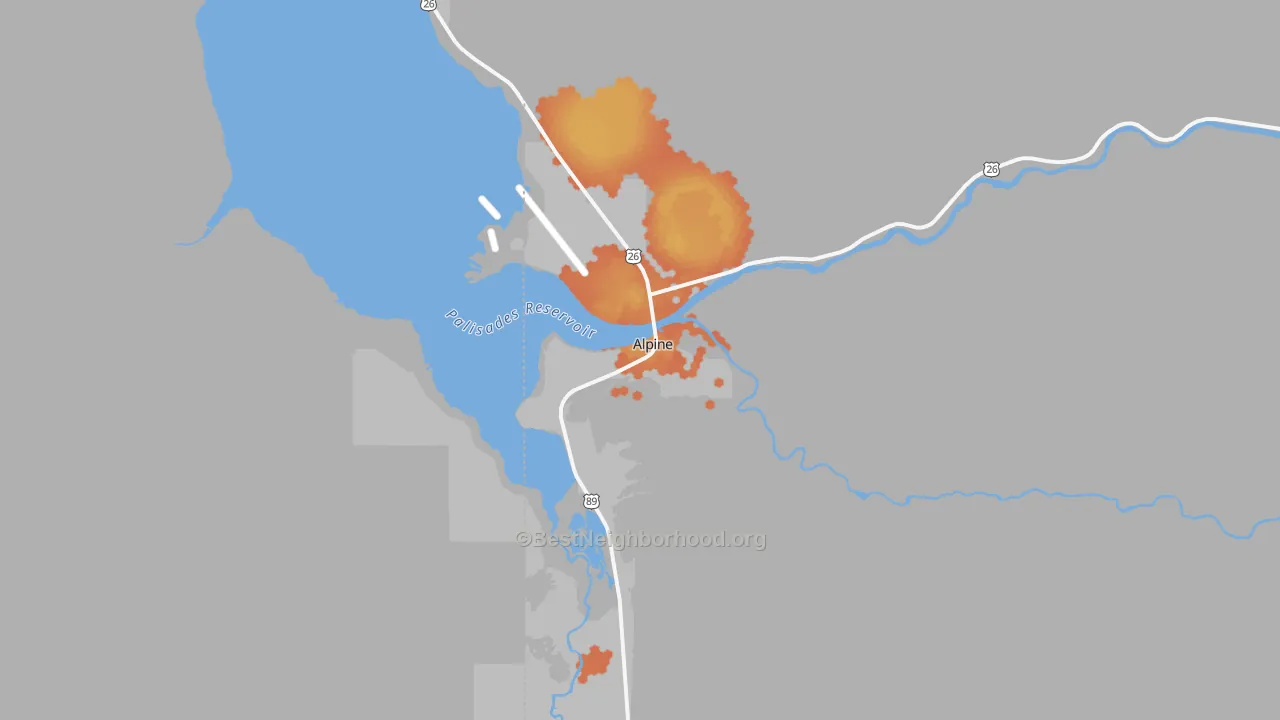Bike Grade map of Alpine, WY