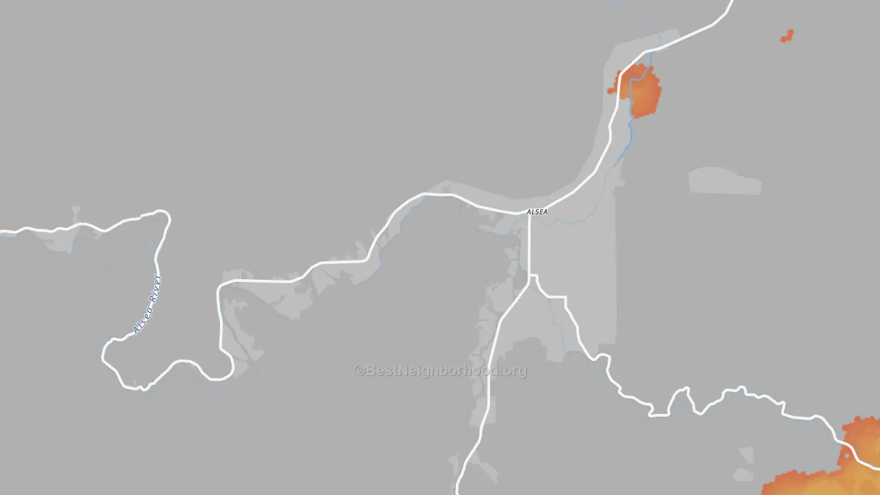 Bike Grade map of Alsea, OR