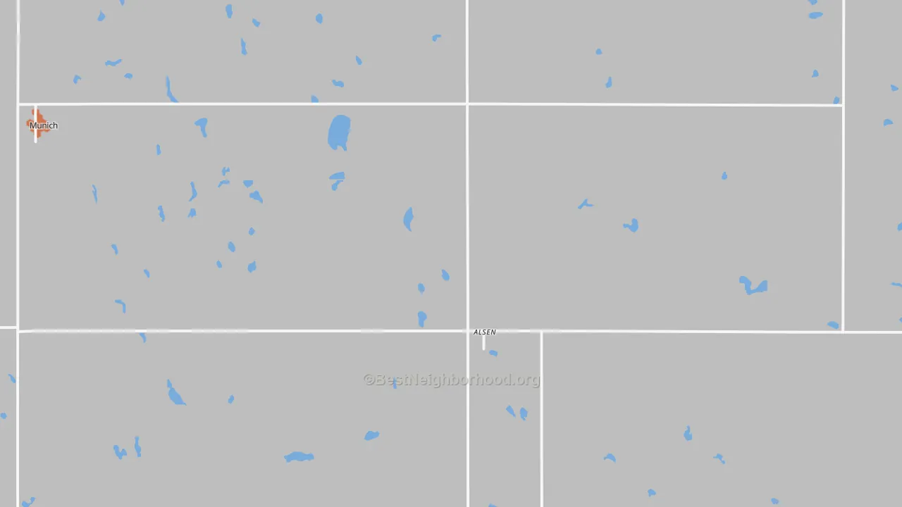 Bike Grade map of Alsen, ND