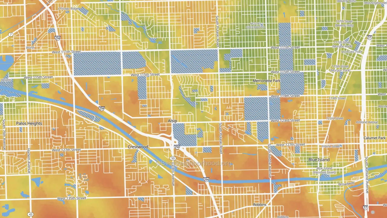 Bike Grade map of Alsip, IL