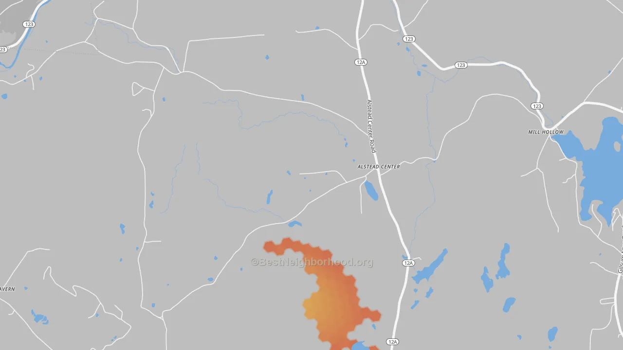 Bike Grade map of Alstead Center, NH