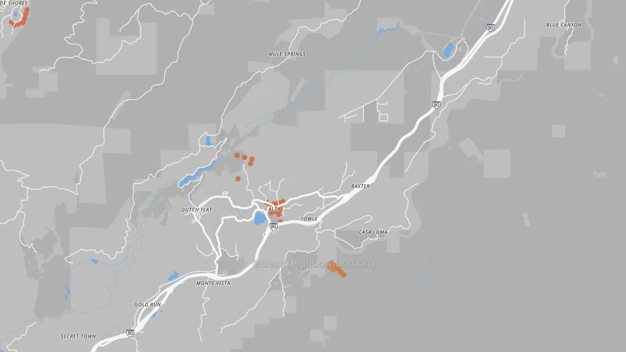 Bike Grade map of Alta, CA