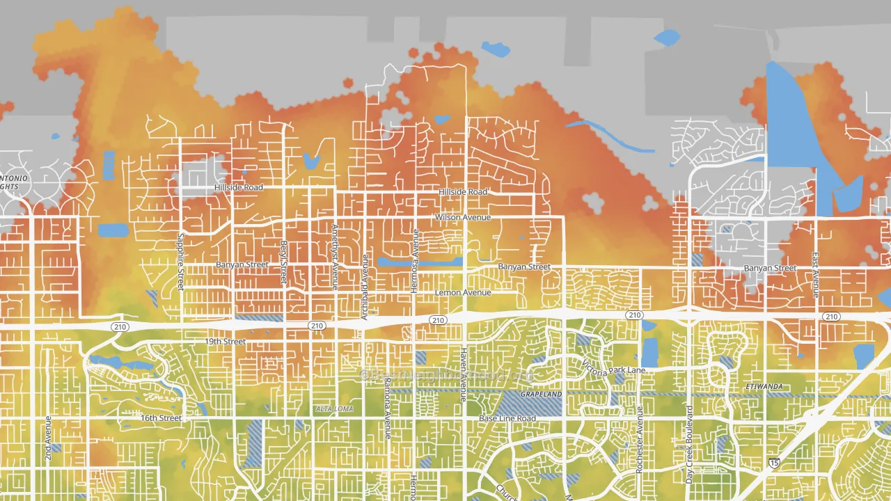 Bike Grade map of Alta Loma, CA