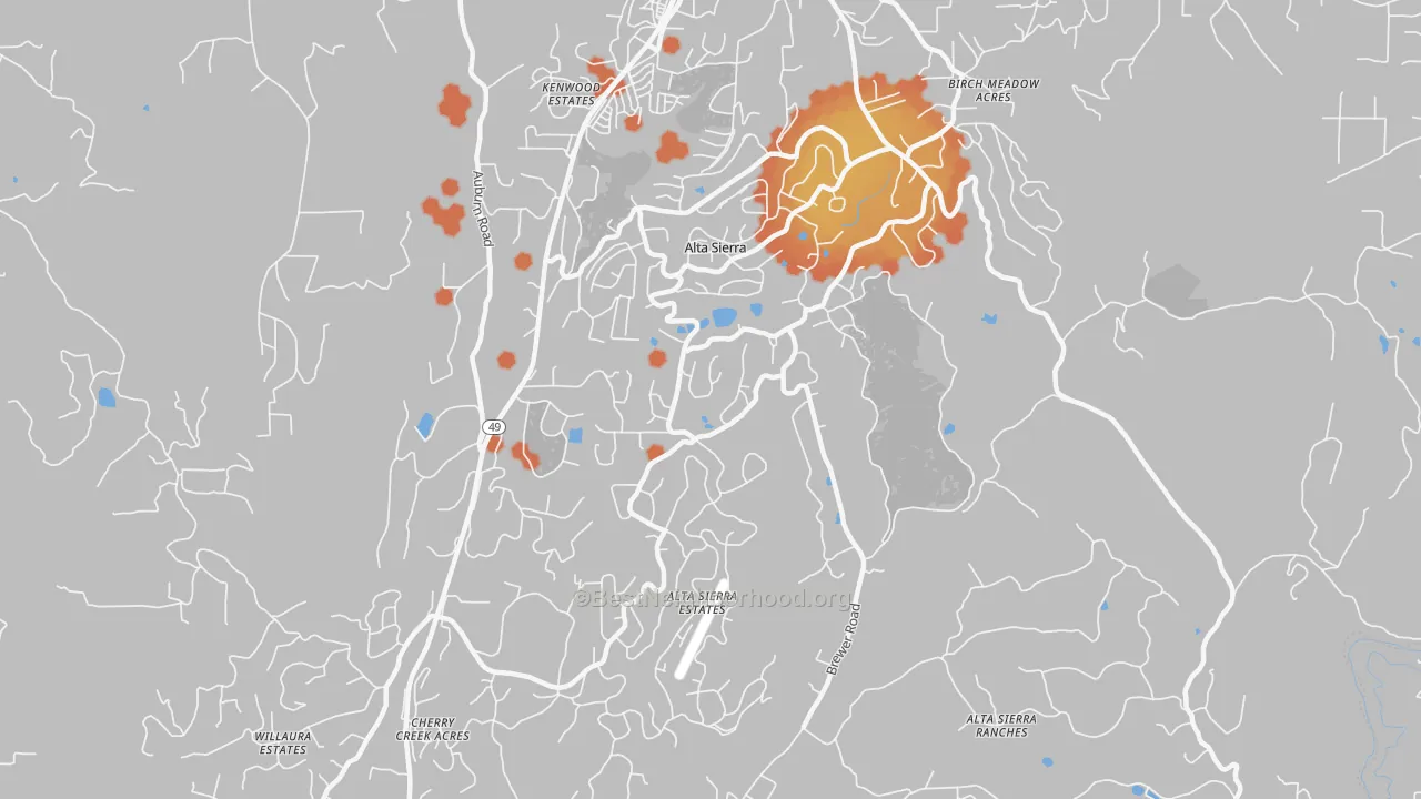 Bike Grade map of Alta Sierra, CA