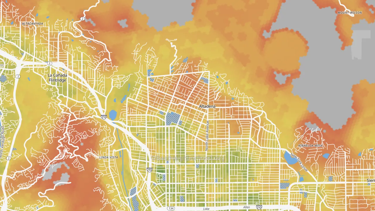 Bike Grade map of Altadena, CA