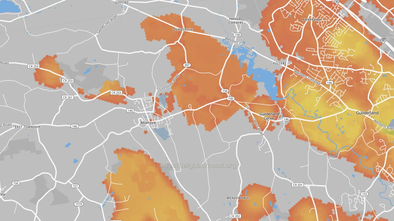 Bike Grade map of Altamont, NY