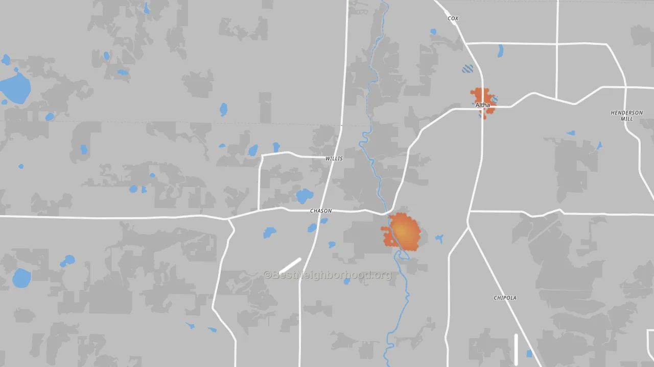 Bike Grade map of Altha, FL