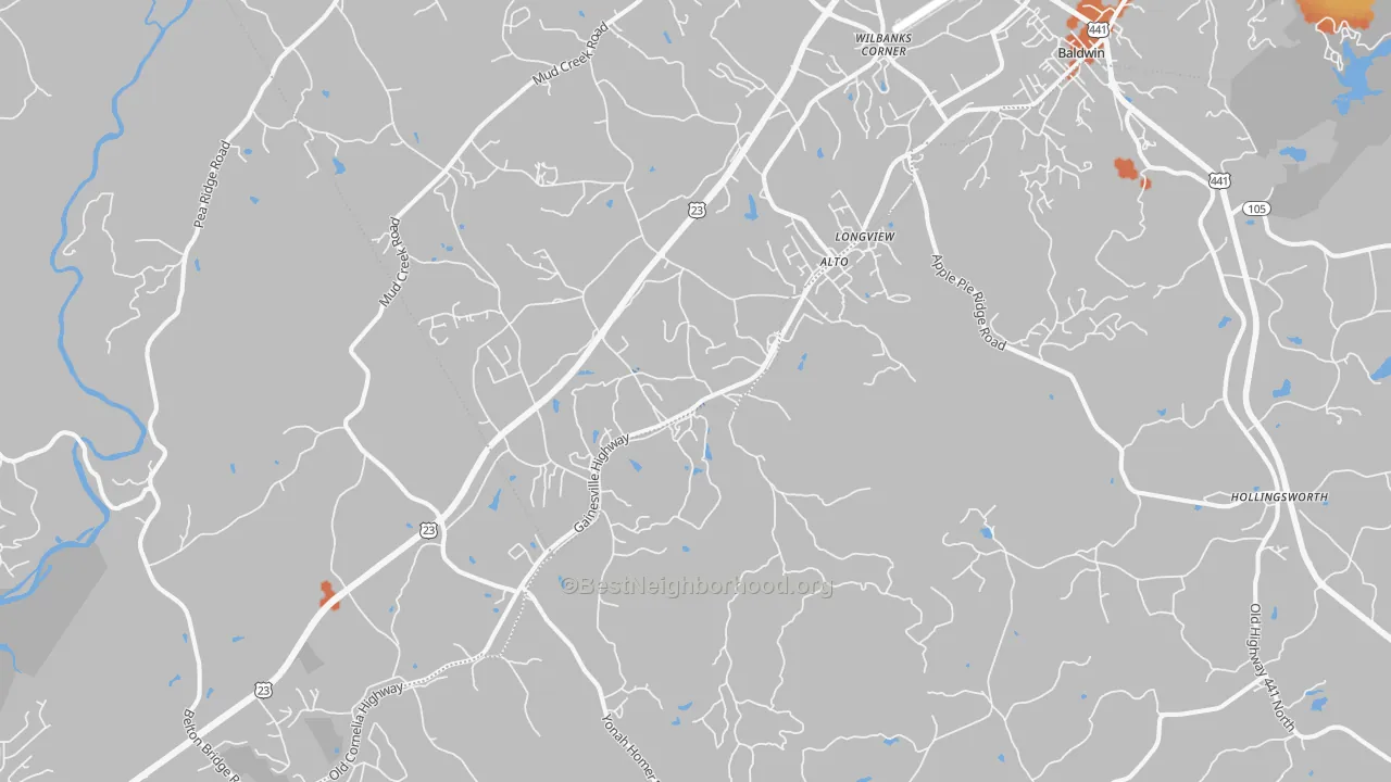 Bike Grade map of Alto, GA