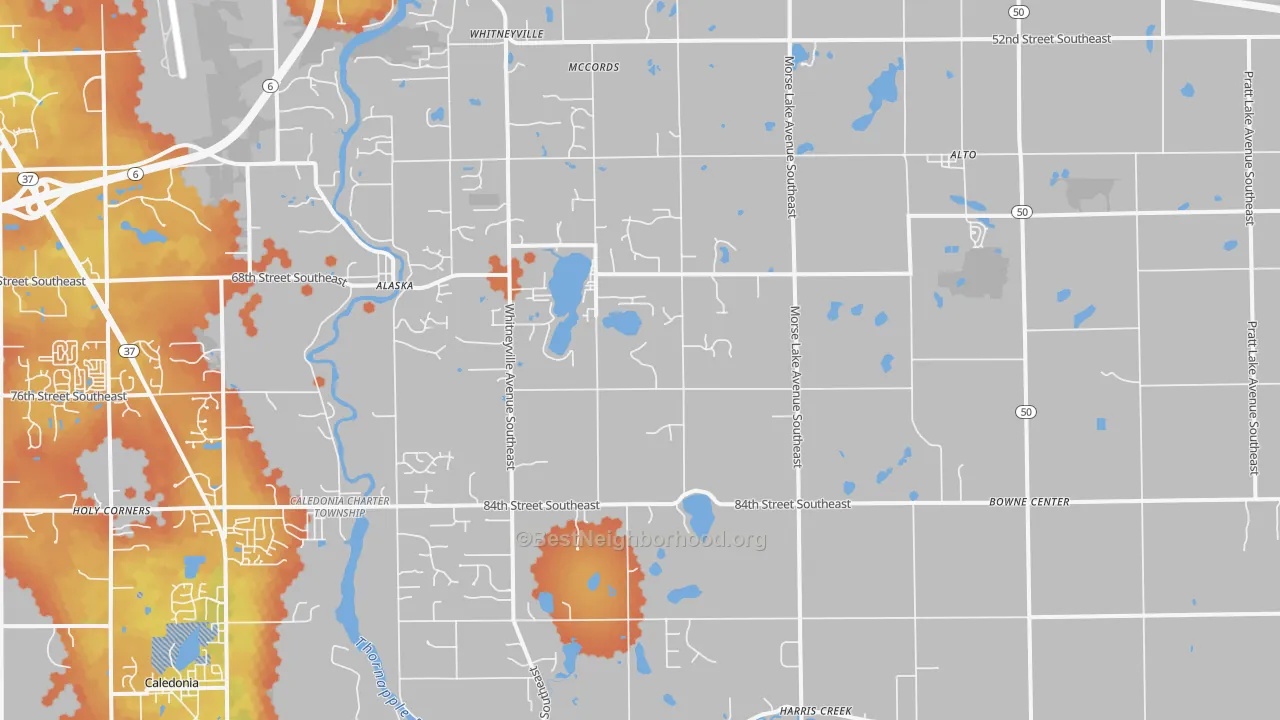 Bike Grade map of Alto, MI