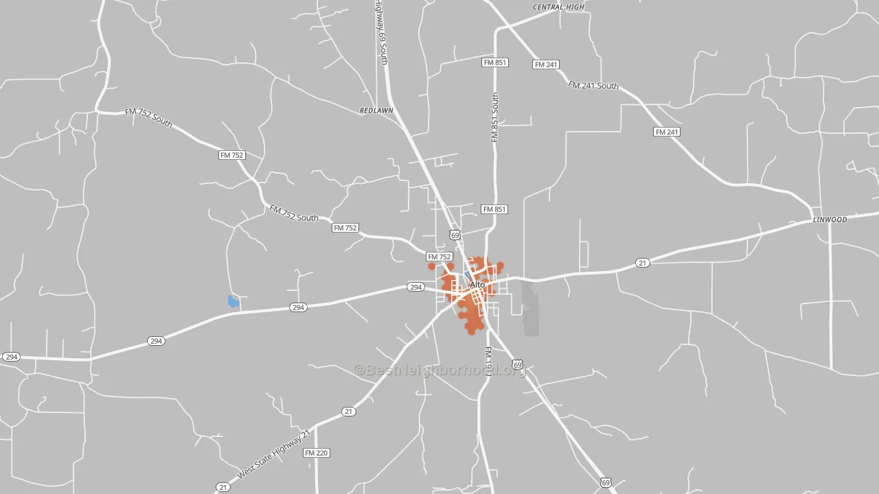 Bike Grade map of Alto, TX